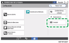 Ilustración de la pantalla del panel de mandos