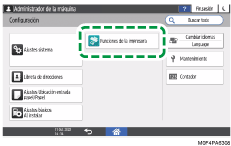 Ilustración de la pantalla del panel de mandos