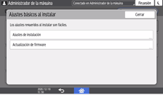 Ilustración de la pantalla del panel de mandos