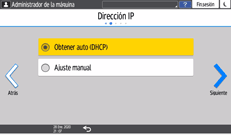 Ilustración de la pantalla del panel de mandos