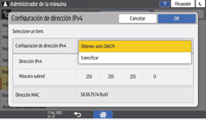 Ilustración de la pantalla del panel de mandos
