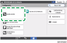 Ilustración de la pantalla del panel de mandos