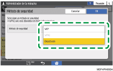 Ilustración de la pantalla del panel de mandos