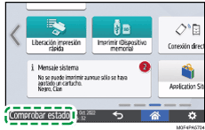 Ilustración de la pantalla del panel de mandos