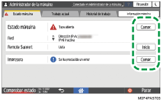 Ilustración de la pantalla del panel de mandos