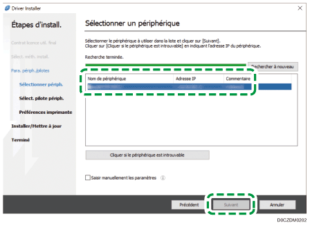 Illustration du programme d'installation du pilote
