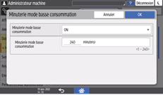 Illustration de l'écran du panneau de commande