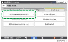 Illustration de l'écran du panneau de commande