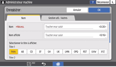 Illustration de l'écran du panneau de commande