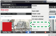Illustration de l'écran du panneau de commande