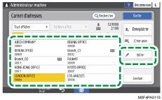 Illustration de l'écran du panneau de commande
