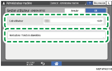 Illustration de l'écran du panneau de commande