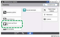 Illustration de l'écran du panneau de commande