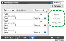 Illustration de l'écran du panneau de commande