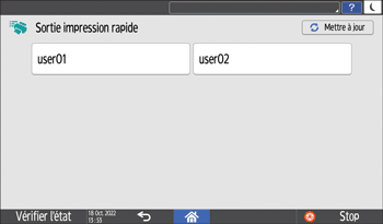 Illustration de l'écran du panneau de commande
