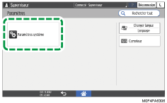 Illustration de l'écran du panneau de commande