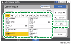 Illustration de l'écran du panneau de commande