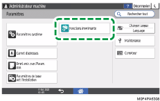Illustration de l'écran du panneau de commande