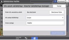 Illustration de l'écran du panneau de commande