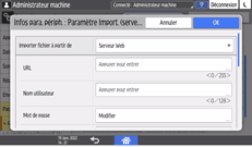 Illustration de l'écran du panneau de commande