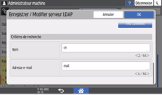 Illustration de l'écran du panneau de commande