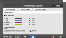 Illustration de l'écran du panneau de commande