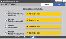 Illustration de l'écran du panneau de commande