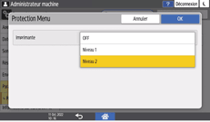 Illustration de l'écran du panneau de commande