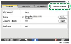 Illustration de l'écran du panneau de commande