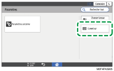 Illustration de l'écran du panneau de commande