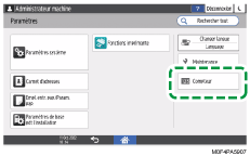 Illustration de l'écran du panneau de commande