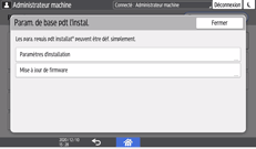 Illustration de l'écran du panneau de commande