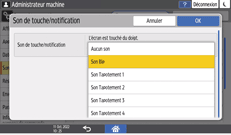 Illustration de l'écran du panneau de commande