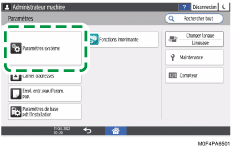 Illustration de l'écran du panneau de commande