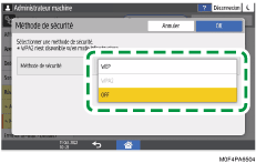 Illustration de l'écran du panneau de commande