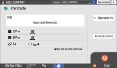 Illustration de l'écran du panneau de commande