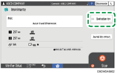 Illustration de l'écran du panneau de commande
