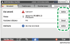 Illustration de l'écran du panneau de commande