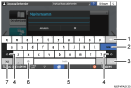 Genummerde afbeelding van het scherm van het bedieningspaneel