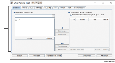 Genummerde schermillustratie paginamenu