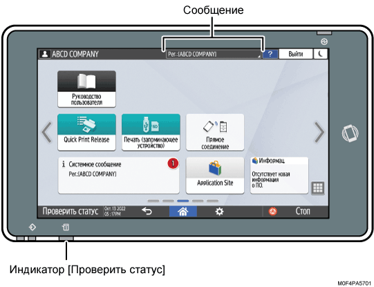 Иллюстрация экрана панели управления с пронумерованными сносками