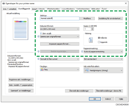 Bild på drivrutinens skärmbild