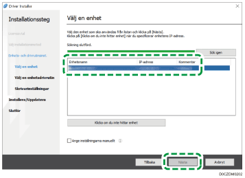 Bild på installation av drivrutin