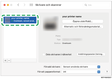 Bild på drivrutinens skärmbild