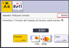 Illustrazione della schermata sul pannello di controllo