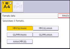 Illustrazione della schermata sul pannello di controllo