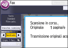 Illustrazione della schermata sul pannello di controllo