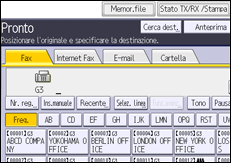 Illustrazione della schermata sul pannello di controllo