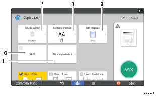 Illustrazione numerata pannello di controllo
