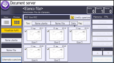 Illustrazione della schermata sul pannello di controllo